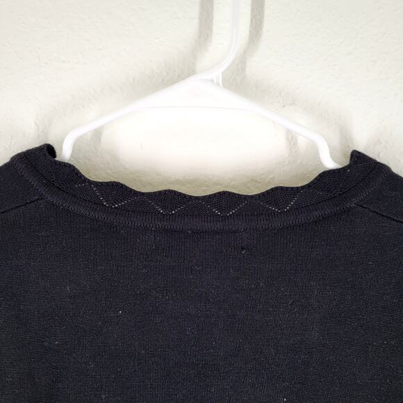 Grace Karin Knit Bolero Cardigan Womens Large Black Button Scalloped Shrug - Picture 5 of 9